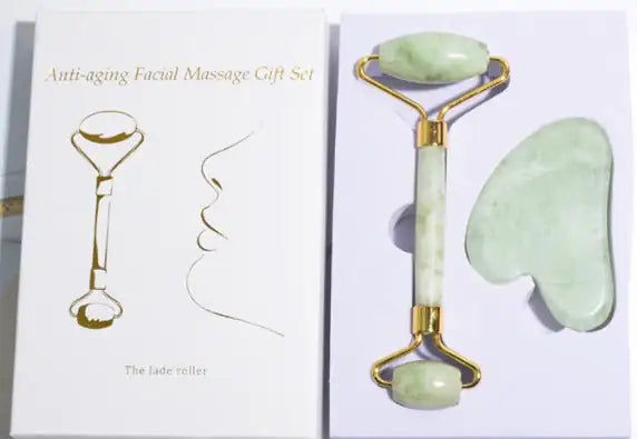Jade roller and gua sha gift set for skincare