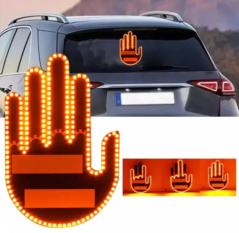 LED middle finger gesture light for car rear window with remote