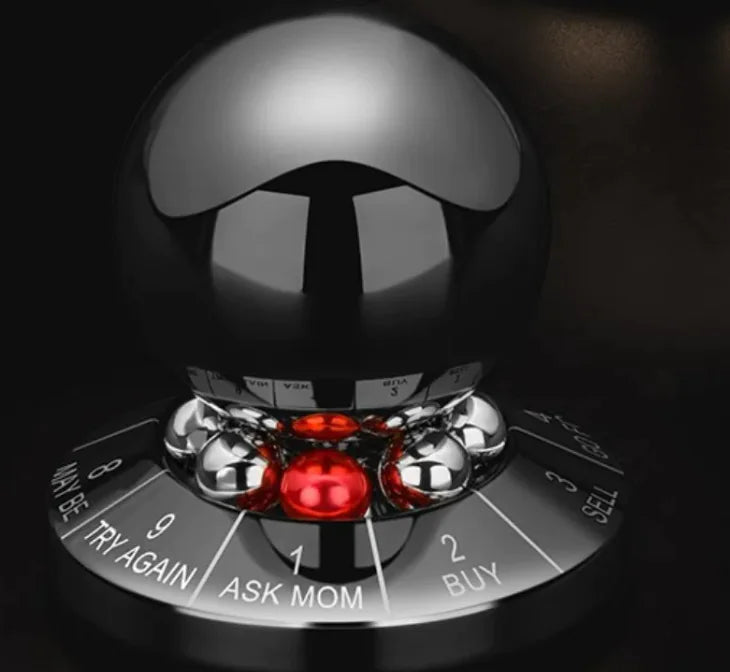 Lucky Decision Ball on a dark background with red answer window